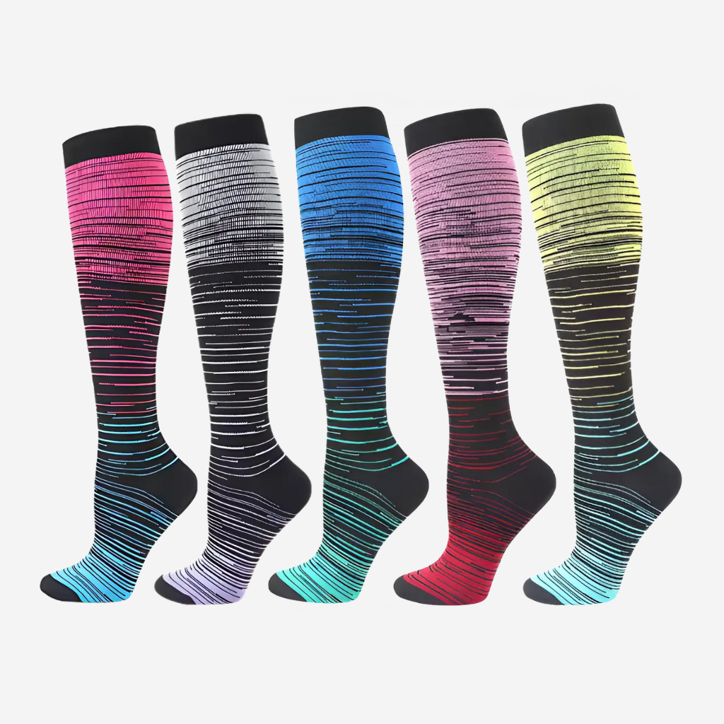 Wendy's Comfort Wide Striped Compression Socks (3+2 Free)