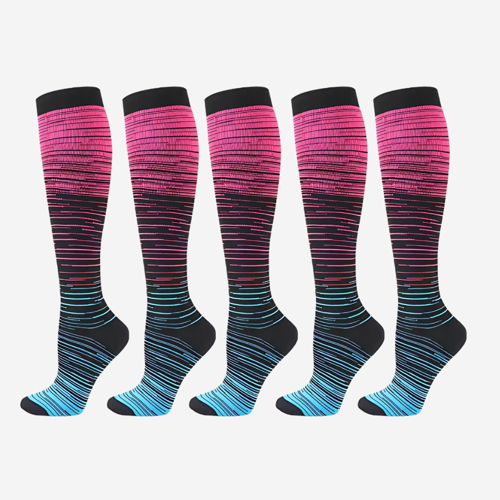 Wendy's Comfort Wide Striped Compression Socks (3+2 Free)