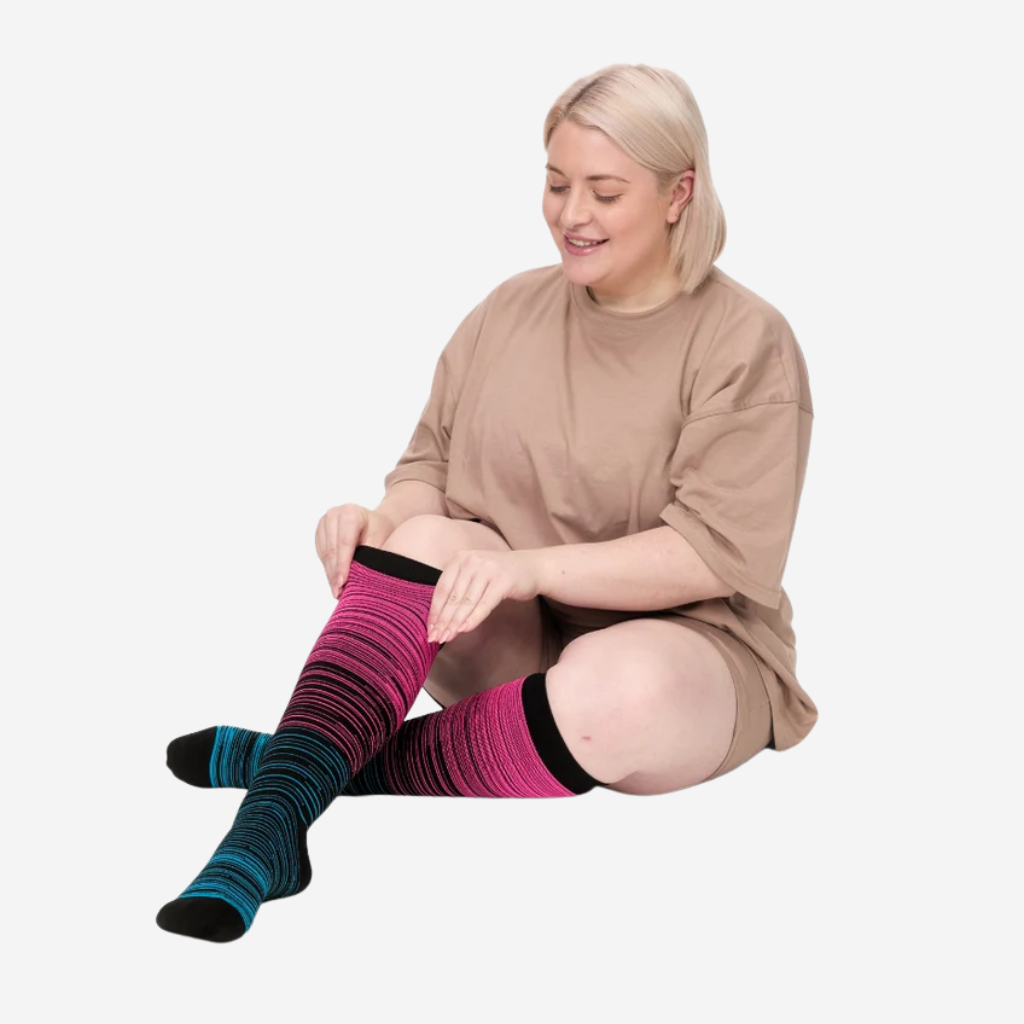 Wendy's Comfort Wide Striped Compression Socks (3+2 Free)